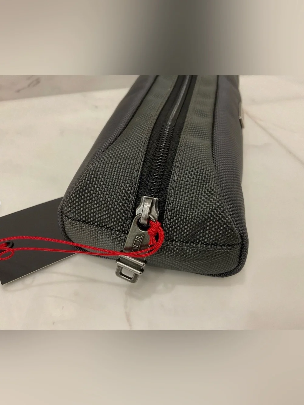 NEW - TUMI Zippered Ballistic Nylon Pencil Case - Cord Pouch - SEAL GRAY